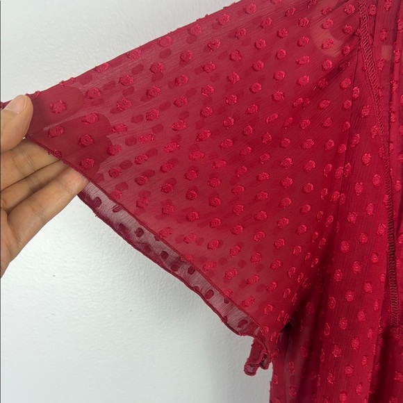 Lane Bryant Casual Red Sheer Tank Smocked Flutter Sleeve Blouse Size 18/20 - Picture 4 of 10